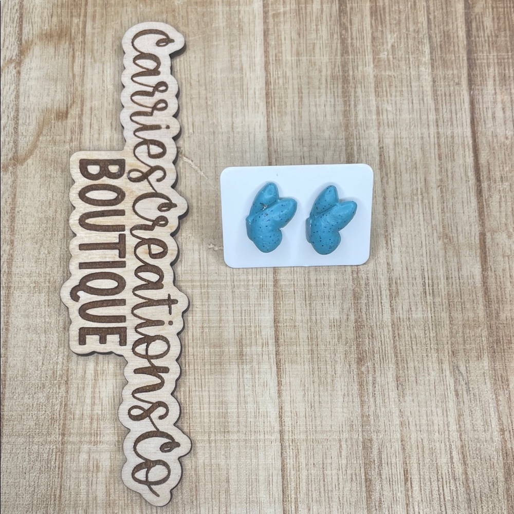 Handmade Blue Butterfly Stud Earrings -